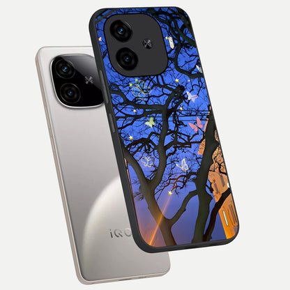  Butterfly Night Magic phone case for  iQOO Z9 Turbo showing premium glass back cover with detailed artwork