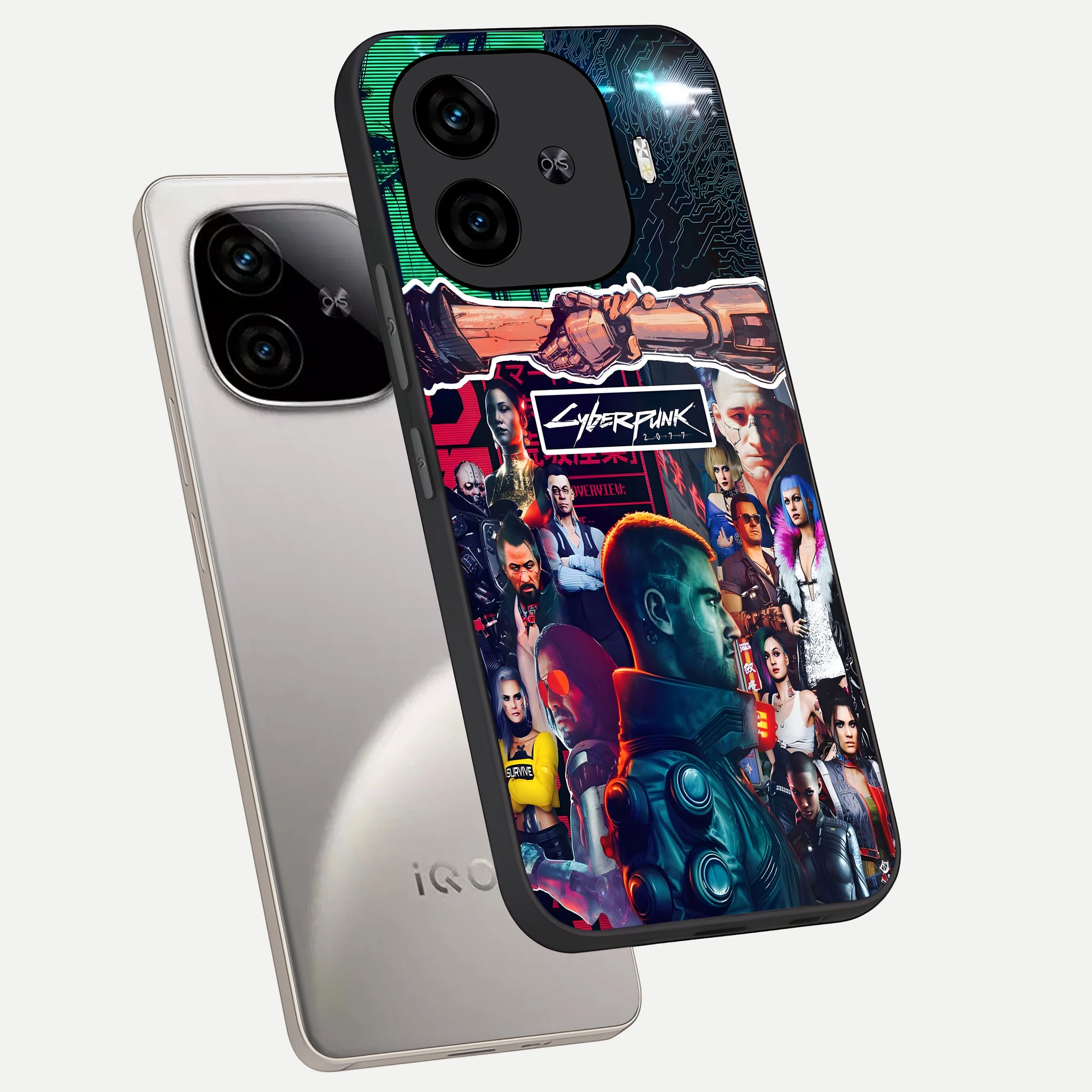  CYBERPUNK Legacy phone case for  iQOO Z9 Turbo showing premium glass back cover with detailed artwork