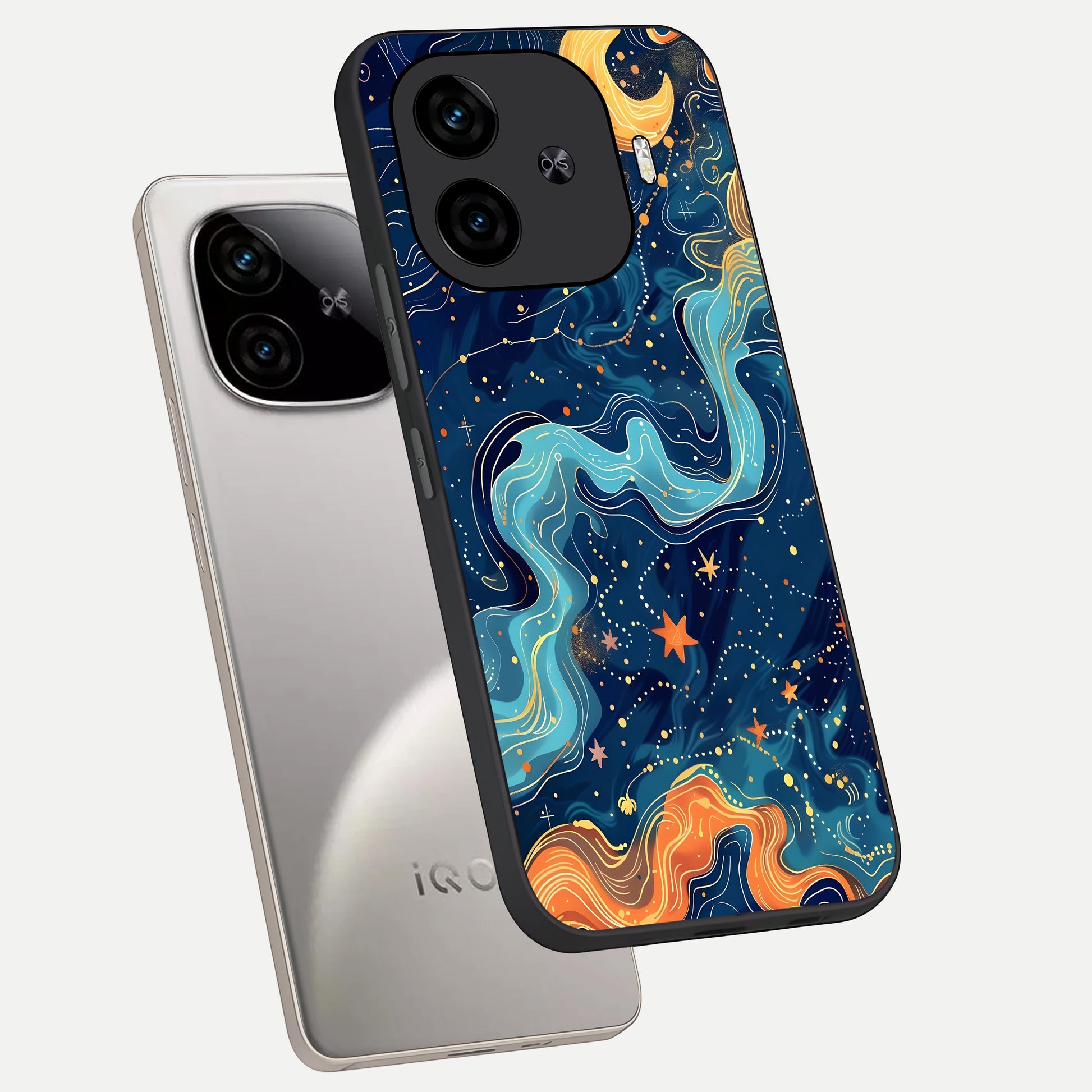  Celestial Dream Flow phone case for  iQOO Z9 Turbo showing premium glass back cover with detailed artwork