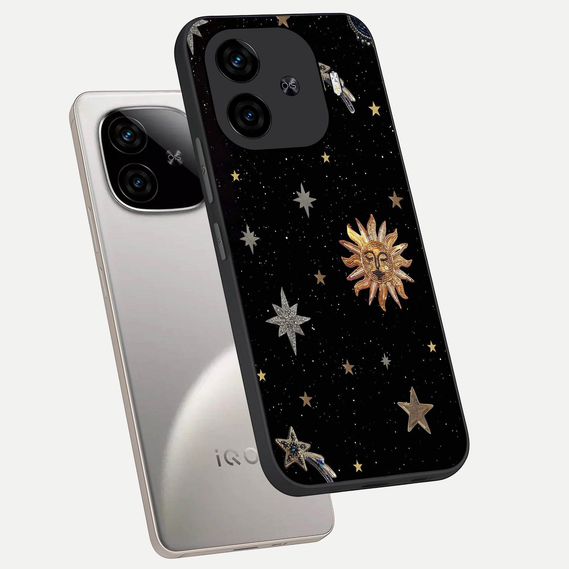  Celestial Moon With Stars phone case for  iQOO Z9 Turbo showing premium glass back cover with detailed artwork