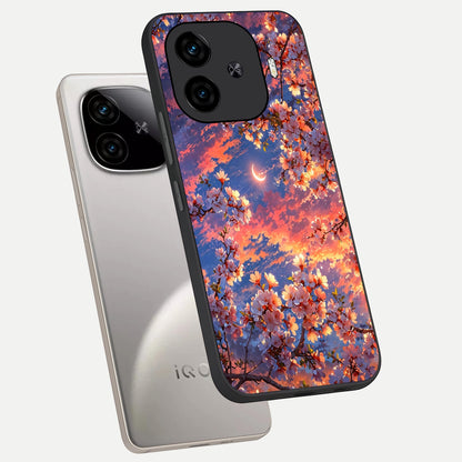  Celestial Sakura Sunset phone case for  iQOO Z9 Turbo showing premium glass back cover with detailed artwork