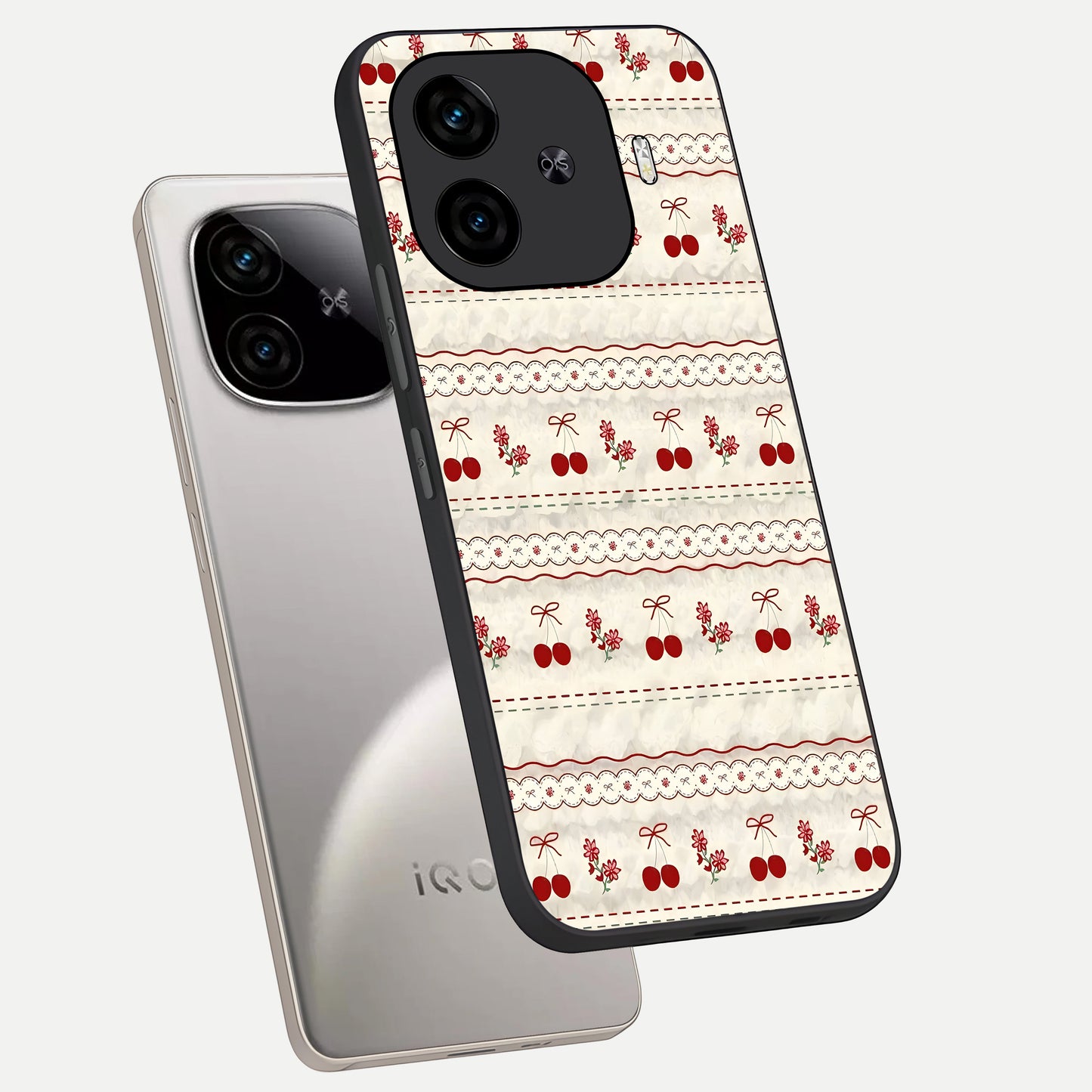  Cherry Bloom Charm phone case for  iQOO Z9 Turbo showing premium glass back cover with detailed artwork
