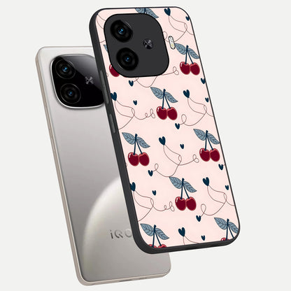  Cherry Heart Line phone case for  iQOO Z9 Turbo showing premium glass back cover with detailed artwork