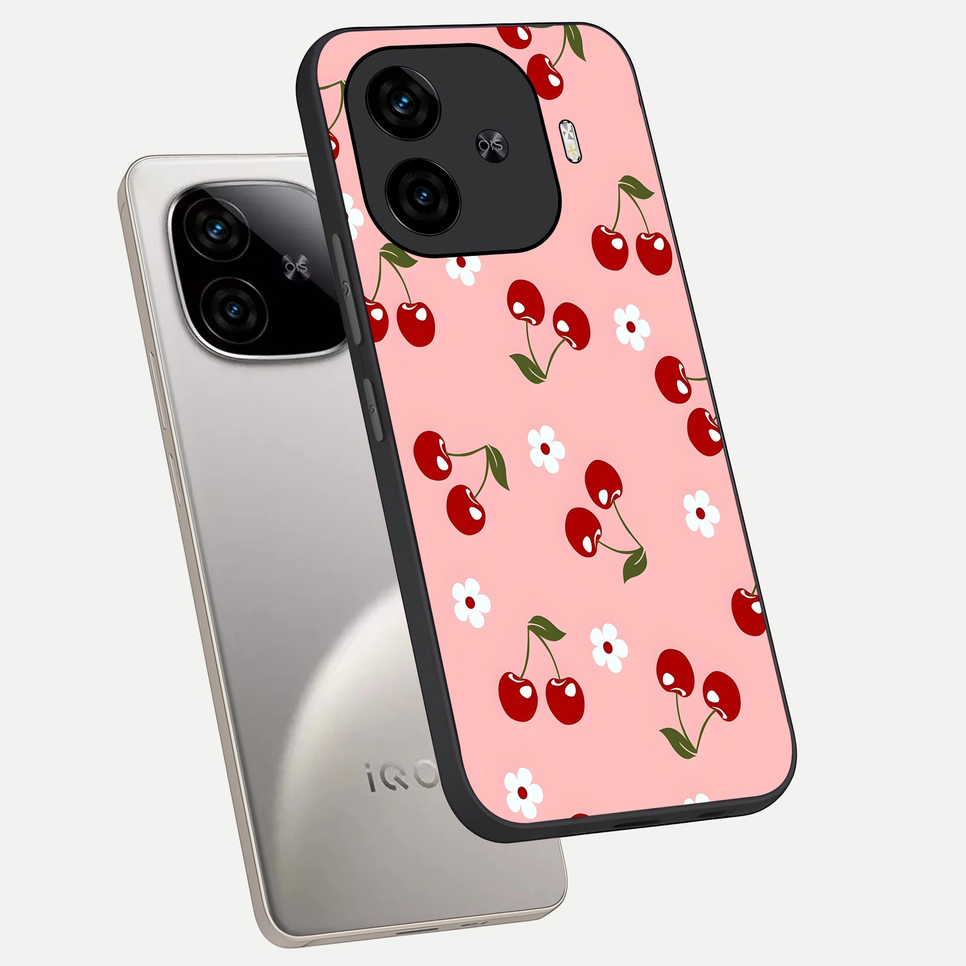  Cherry Love Mood phone case for  iQOO Z9 Turbo showing premium glass back cover with detailed artwork