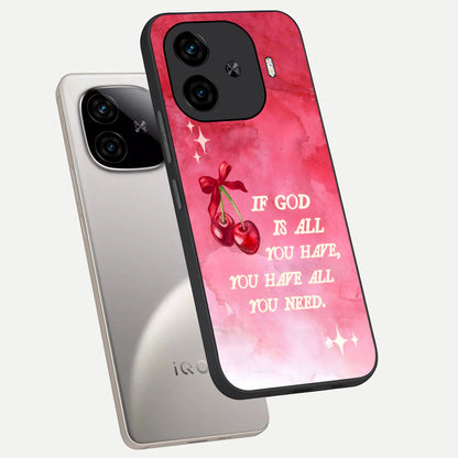  Cherry Quote phone case for  iQOO Z9 Turbo showing premium glass back cover with detailed artwork