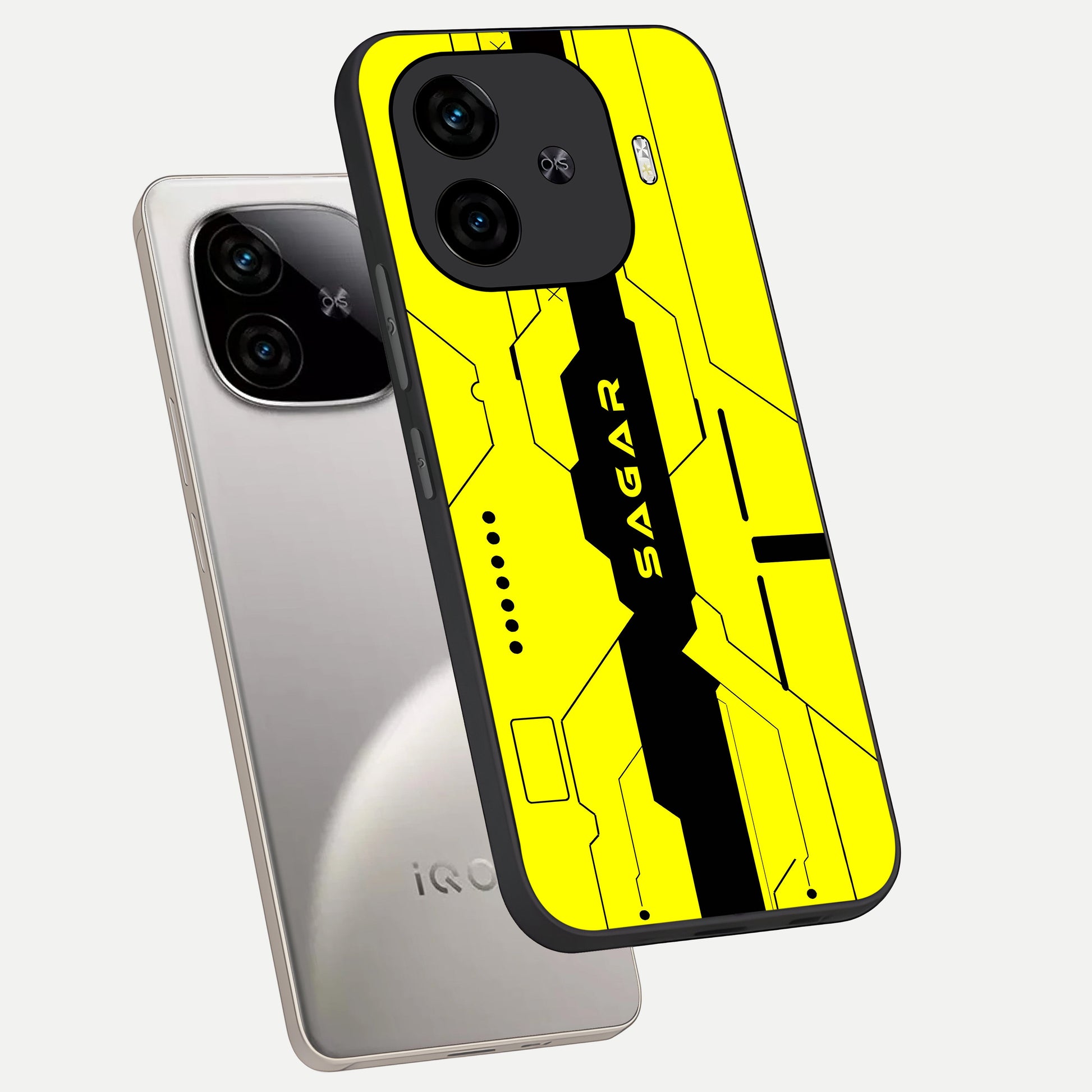  Circuit CYBERPUNK Custom Name phone case for  iQOO Z9 Turbo showing premium glass back cover with detailed artwork