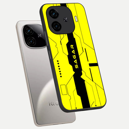  Circuit CYBERPUNK Custom Name phone case for  iQOO Z9 Turbo showing premium glass back cover with detailed artwork