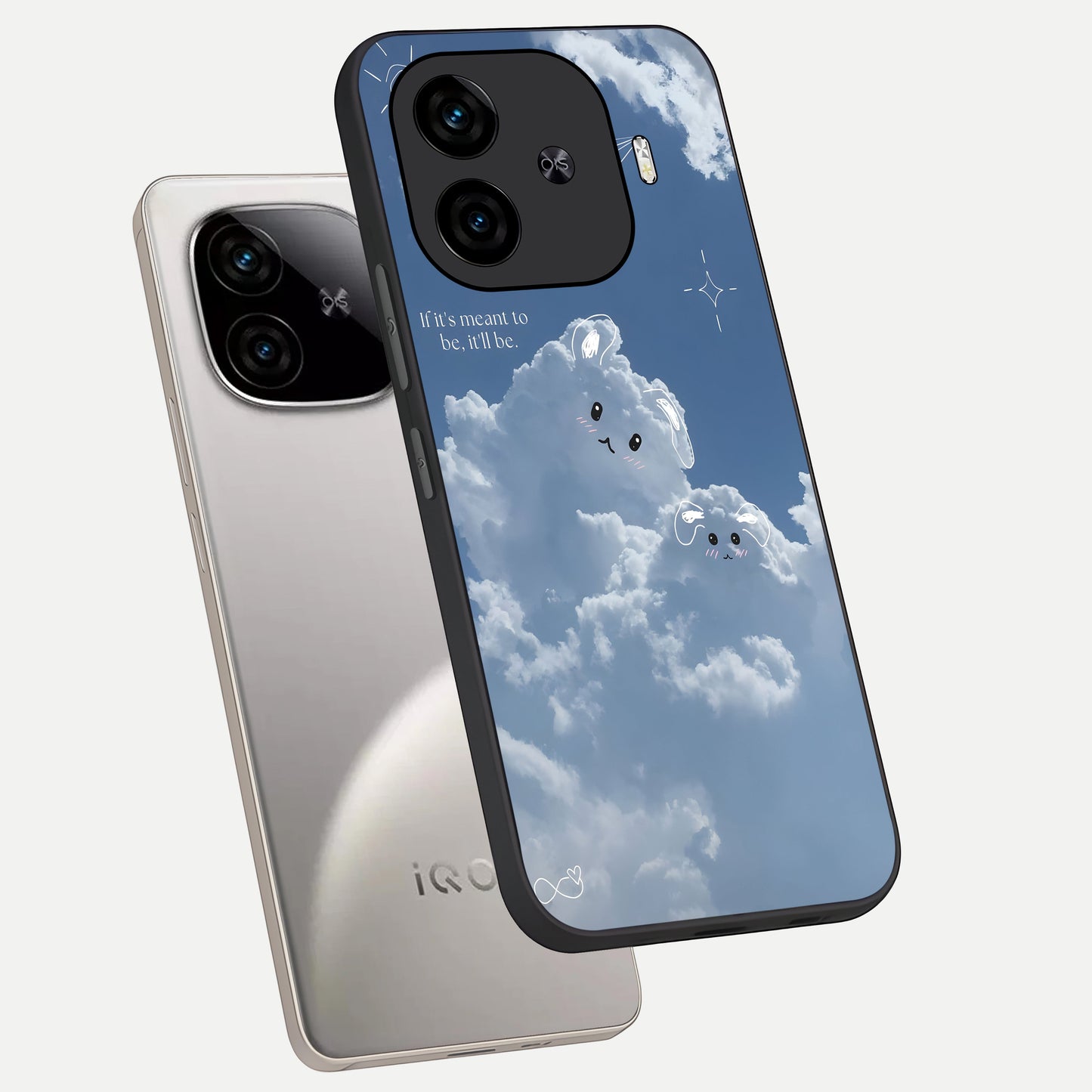  Cloud Bunny Dreams phone case for  iQOO Z9 Turbo showing premium glass back cover with detailed artwork