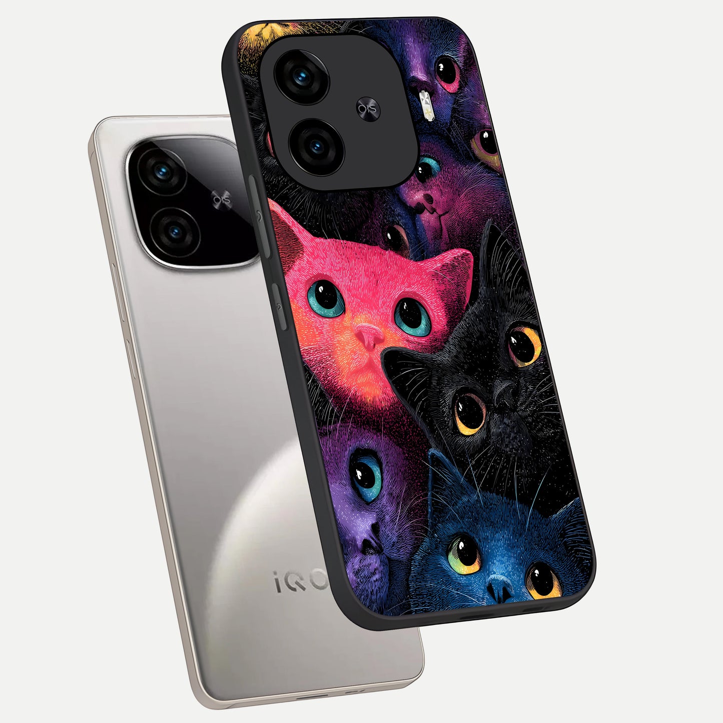 Cosmic Cats Dreams phone case for  iQOO Z9 Turbo showing premium glass back cover with detailed artwork
