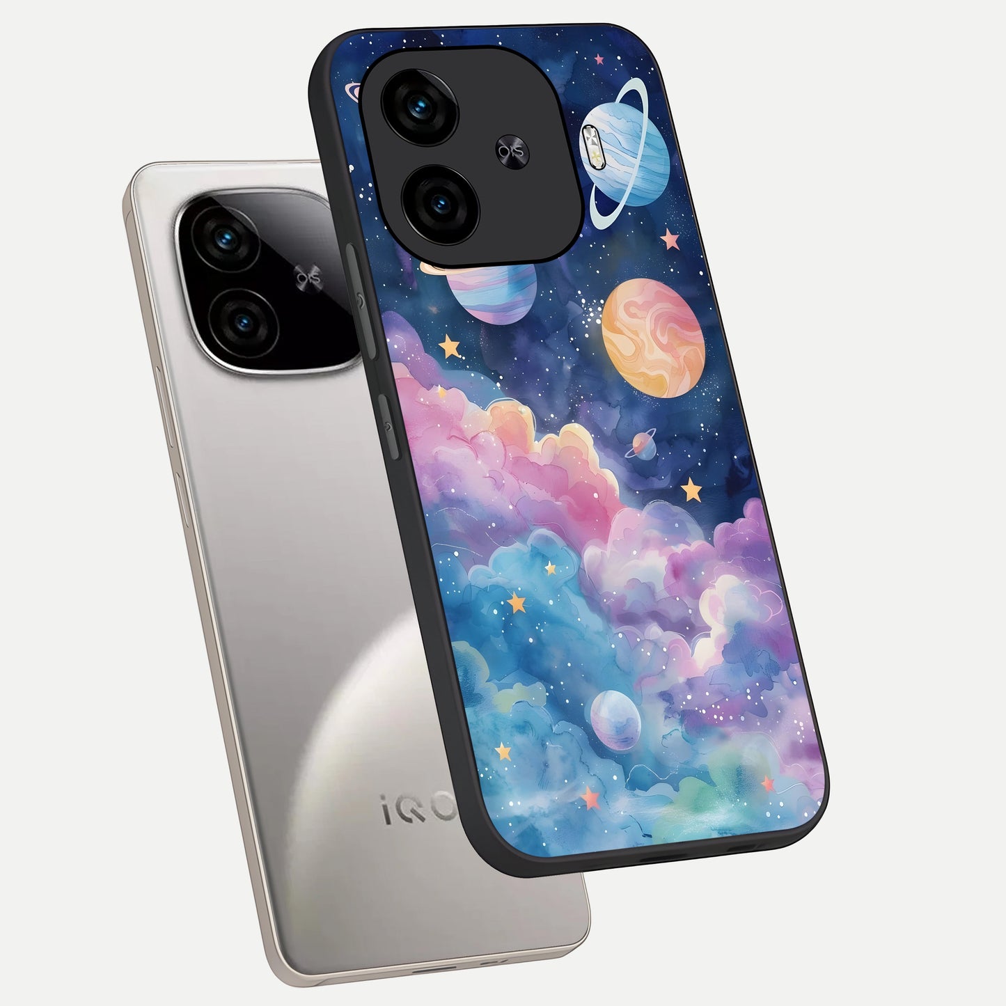  Cosmic Planet Dreams phone case for  iQOO Z9 Turbo showing premium glass back cover with detailed artwork