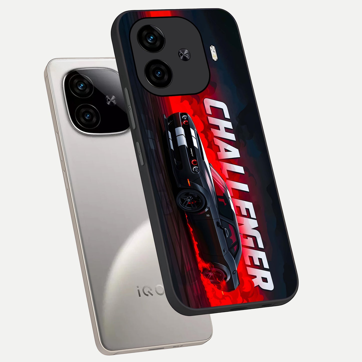  Crimson Challenger Fury phone case for  iQOO Z9 Turbo showing premium glass back cover with detailed artwork