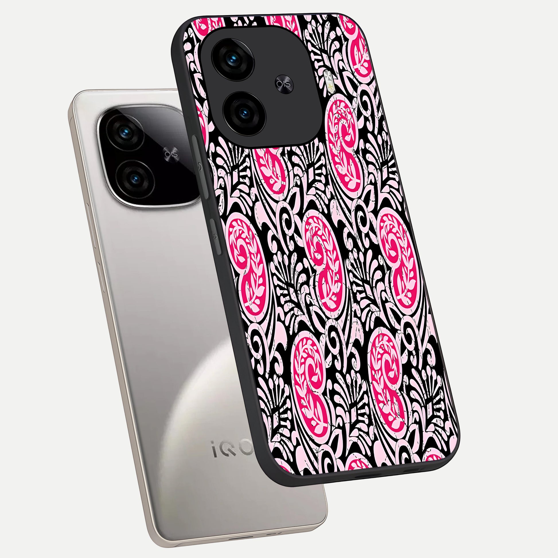  Crimson Paisley Charm phone case for  iQOO Z9 Turbo showing premium glass back cover with detailed artwork