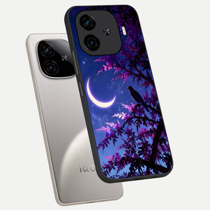  Crow And Moon Scenery phone case for  iQOO Z9 Turbo showing premium glass back cover with detailed artwork