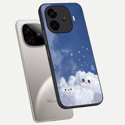  Cute Blossom Cloud phone case for  iQOO Z9 Turbo showing premium glass back cover with detailed artwork