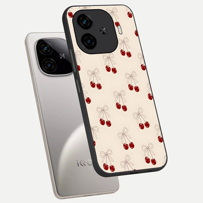  Cute Cherry Pattern phone case for  iQOO Z9 Turbo showing premium glass back cover with detailed artwork