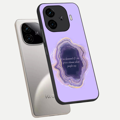  Damned People Quote phone case for  iQOO Z9 Turbo showing premium glass back cover with detailed artwork