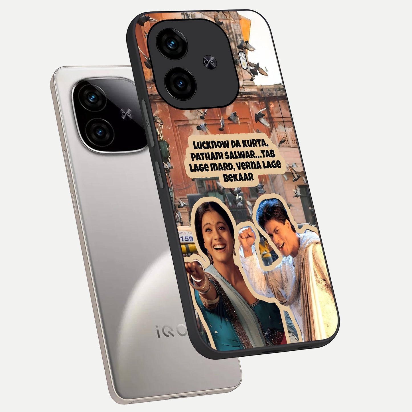  Desi Retro Vibes phone case for  iQOO Z9 Turbo showing premium glass back cover with detailed artwork