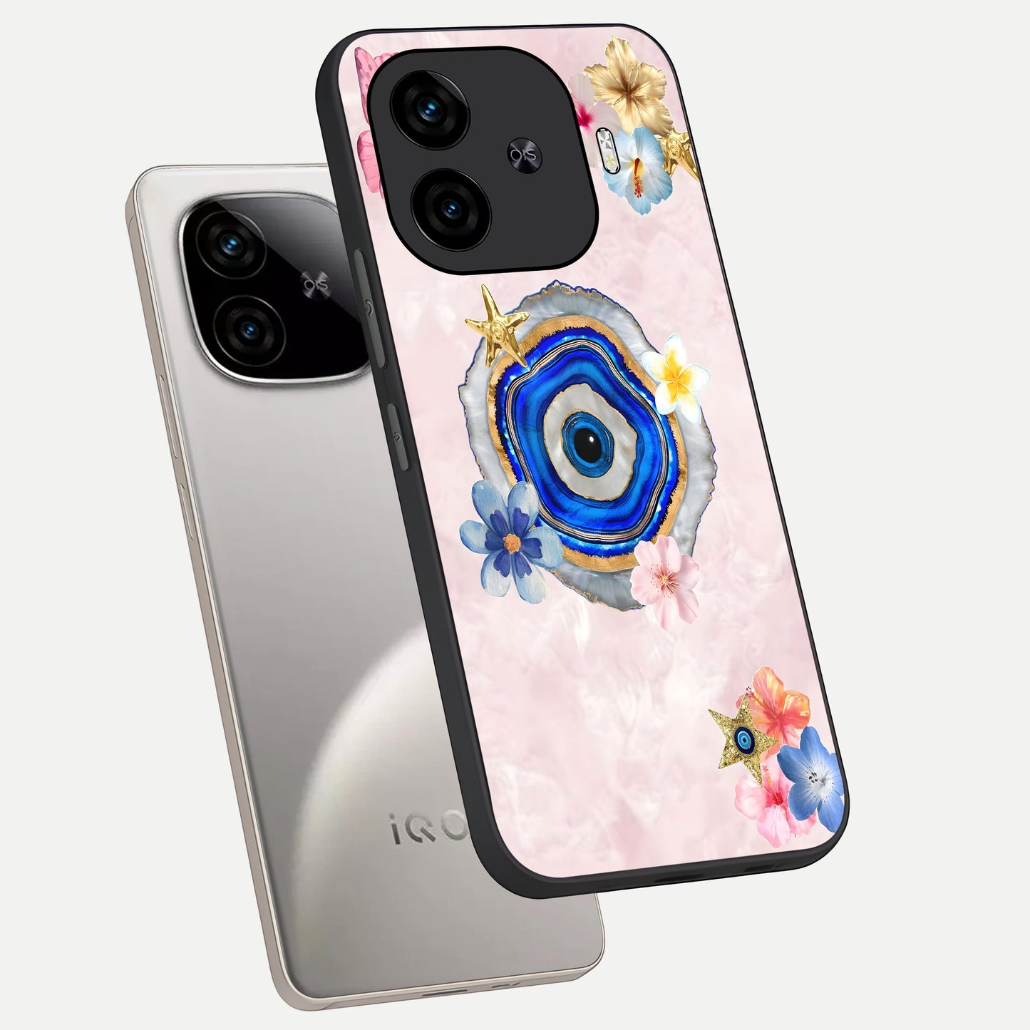  Divine Aura Bloom phone case for  iQOO Z9 Turbo showing premium glass back cover with detailed artwork