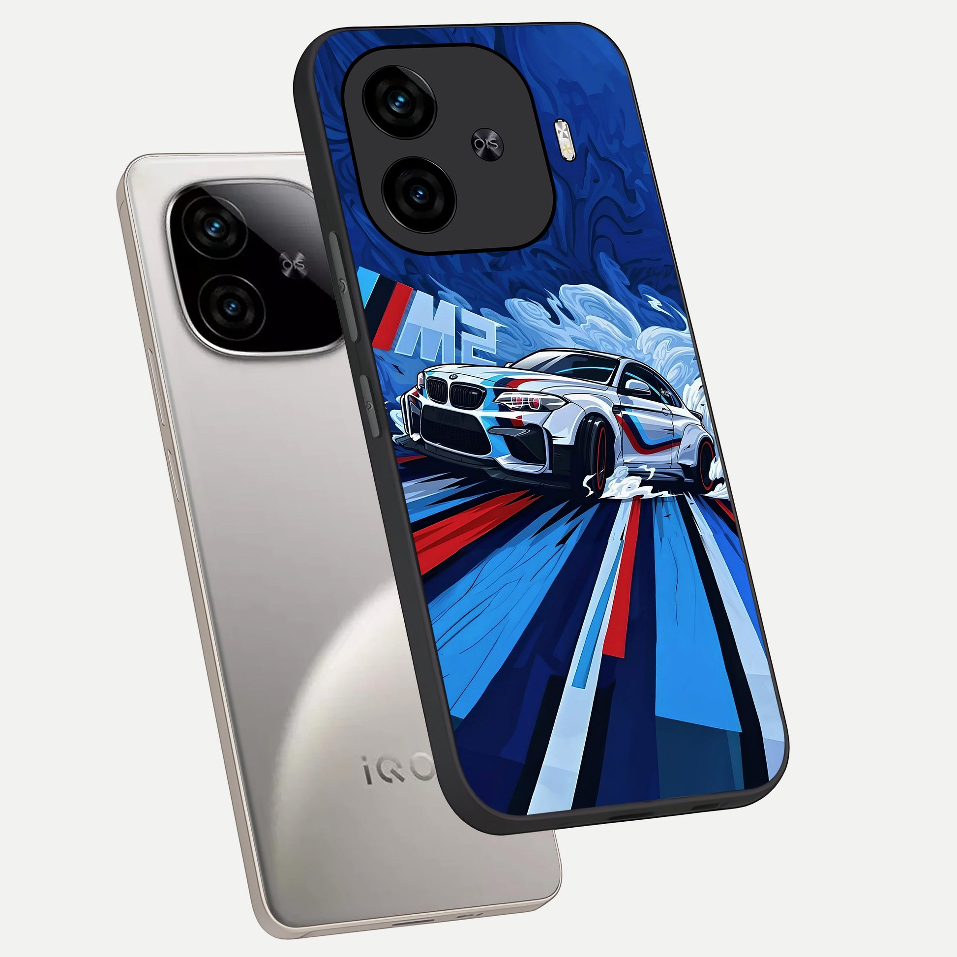  Drift Power Rush phone case for  iQOO Z9 Turbo showing premium glass back cover with detailed artwork