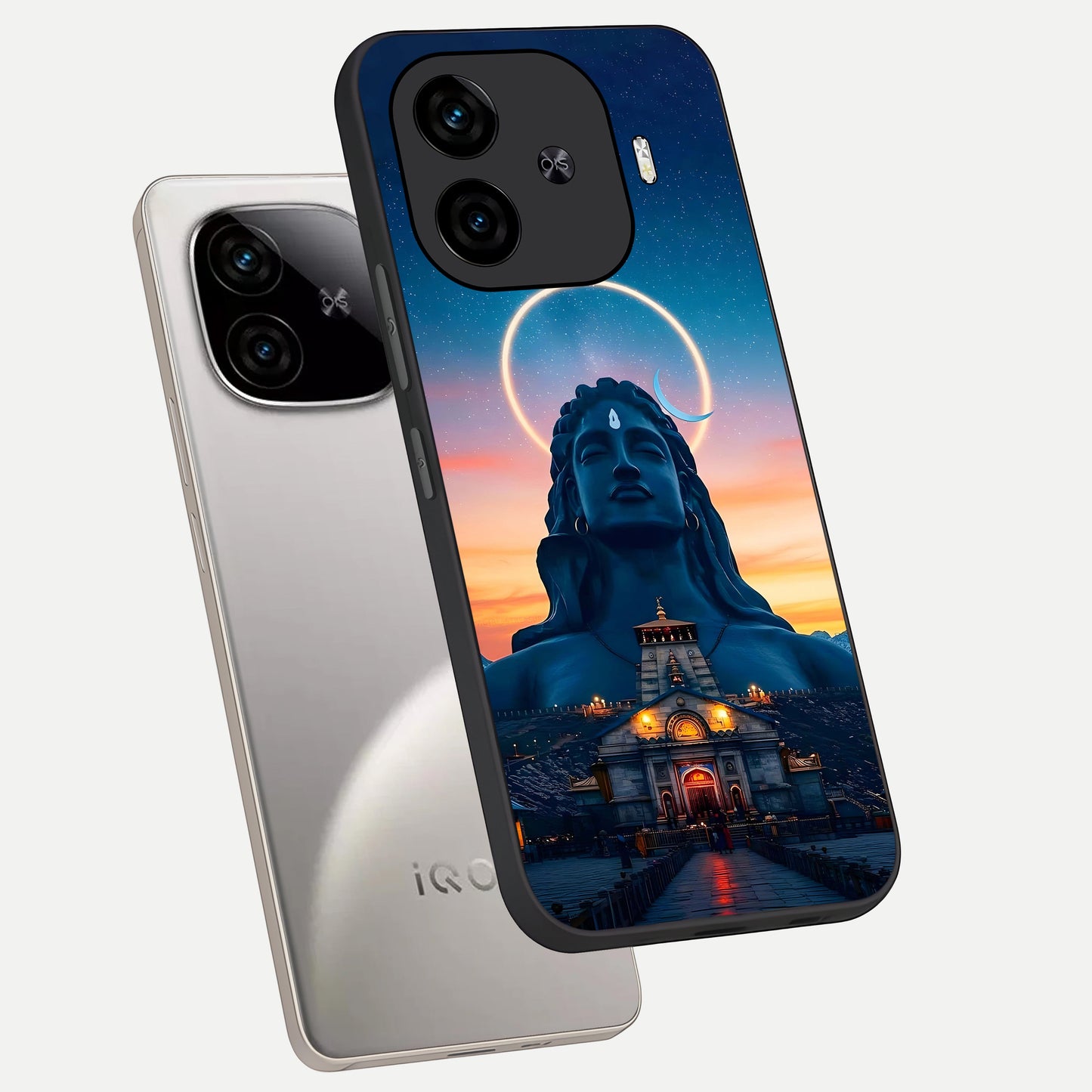  Eternal Shiva Aura phone case for  iQOO Z9 Turbo showing premium glass back cover with detailed artwork