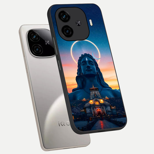  Eternal Shiva Aura phone case for  iQOO Z9 Turbo showing premium glass back cover with detailed artwork