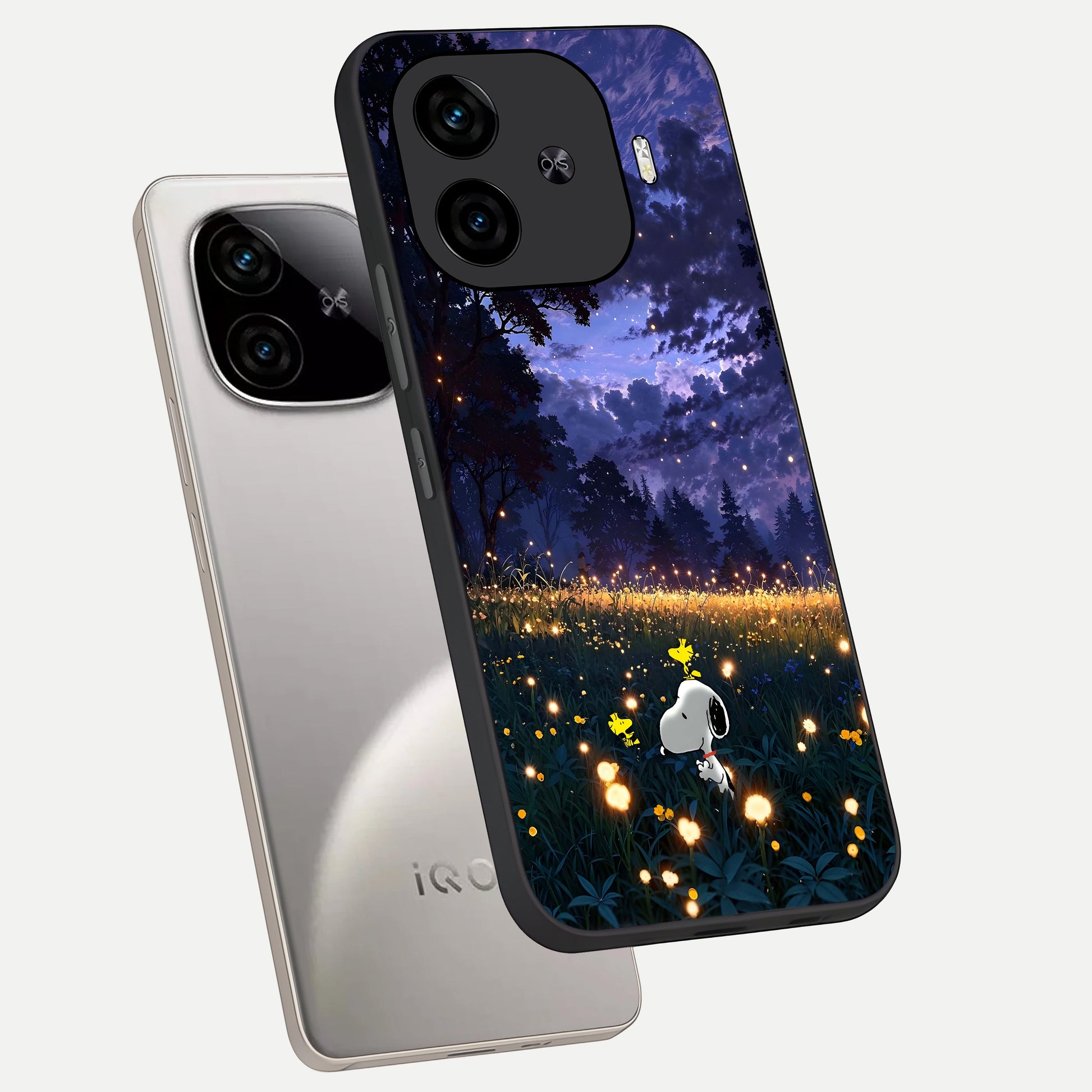  Firefly Meadow Magic phone case for  iQOO Z9 Turbo showing premium glass back cover with detailed artwork