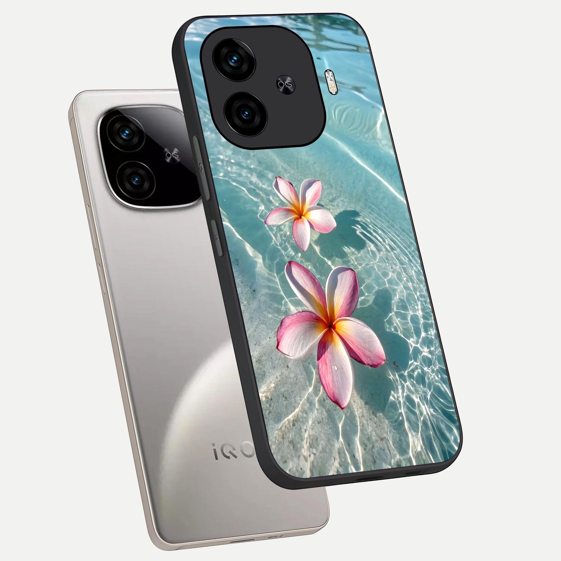  Floating Bloom Bliss phone case for  iQOO Z9 Turbo showing premium glass back cover with detailed artwork