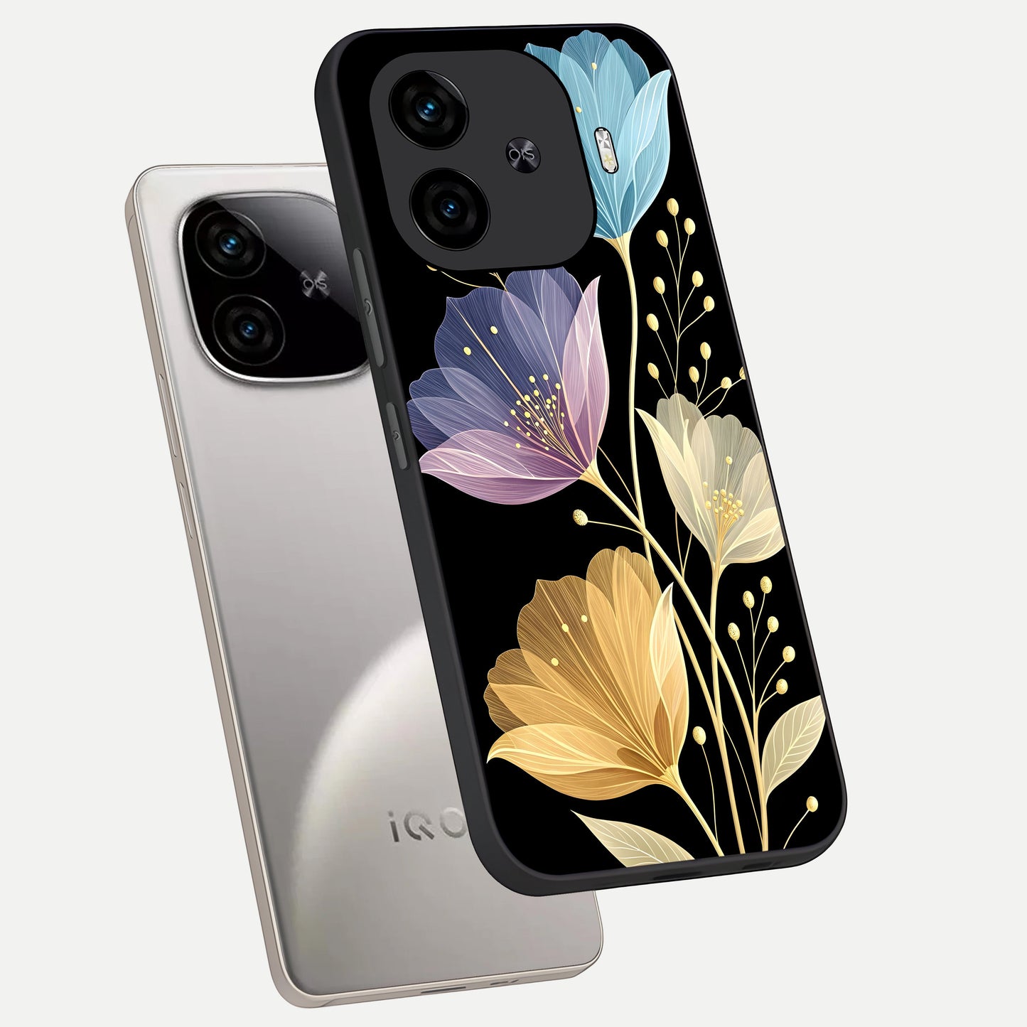  Flower Bloom Glow phone case for  iQOO Z9 Turbo showing premium glass back cover with detailed artwork