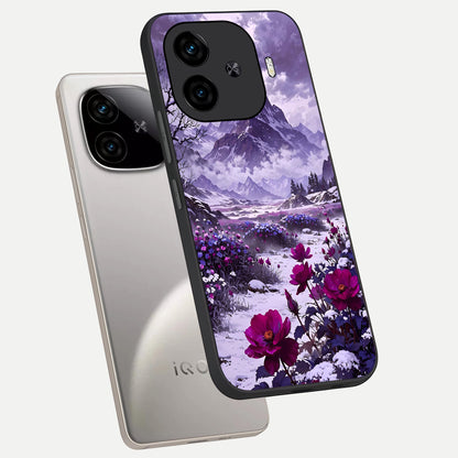  Flower Mountain View phone case for  iQOO Z9 Turbo showing premium glass back cover with detailed artwork