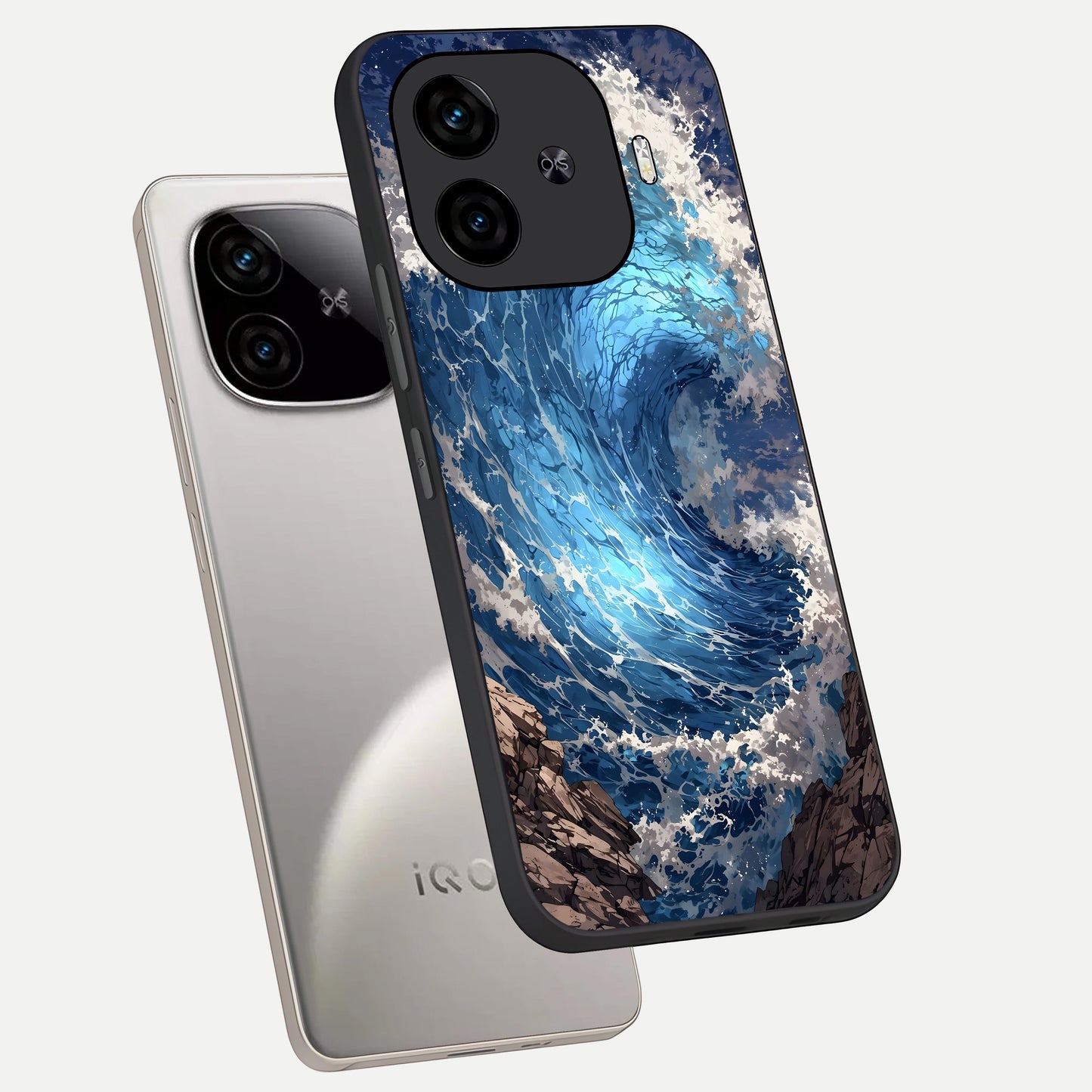  Giant Ocean Wave phone case for  iQOO Z9 Turbo showing premium glass back cover with detailed artwork