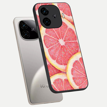  Glitter Grapefruit phone case for  iQOO Z9 Turbo showing premium glass back cover with detailed artwork