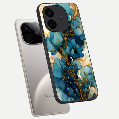  Golden Bloom Symphony phone case for  iQOO Z9 Turbo showing premium glass back cover with detailed artwork