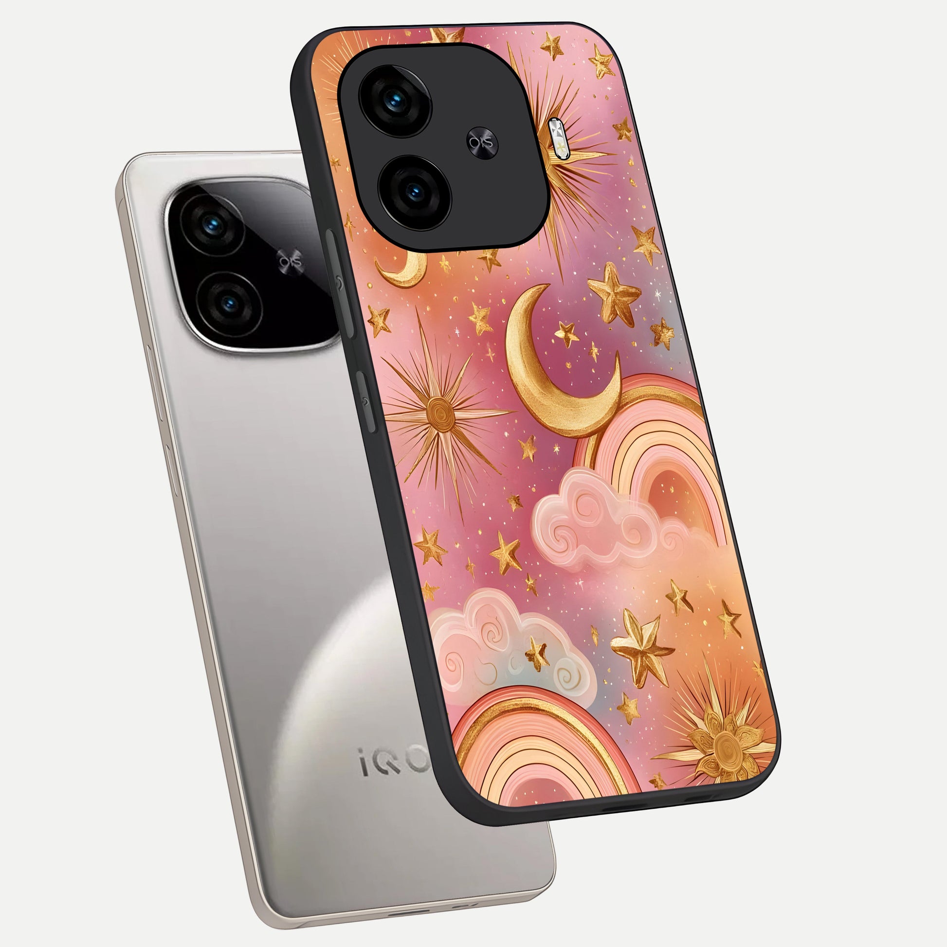 Golden Celestial Dreams phone case for  iQOO Z9 Turbo showing premium glass back cover with detailed artwork
