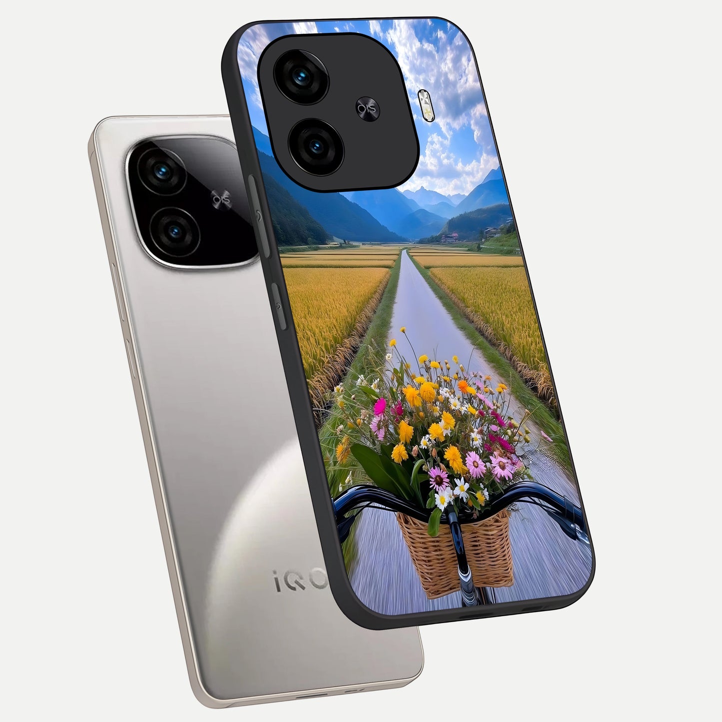  Golden Field Journey phone case for  iQOO Z9 Turbo showing premium glass back cover with detailed artwork