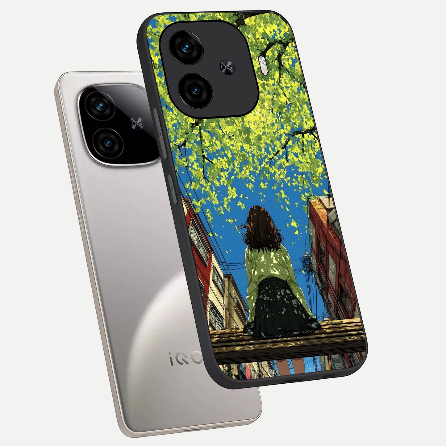  Golden Leaves Glow phone case for  iQOO Z9 Turbo showing premium glass back cover with detailed artwork