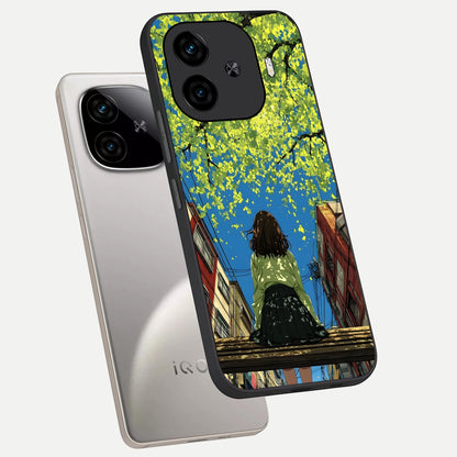  Golden Leaves Glow phone case for  iQOO Z9 Turbo showing premium glass back cover with detailed artwork