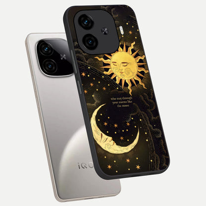  Golden Lunar Love phone case for  iQOO Z9 Turbo showing premium glass back cover with detailed artwork