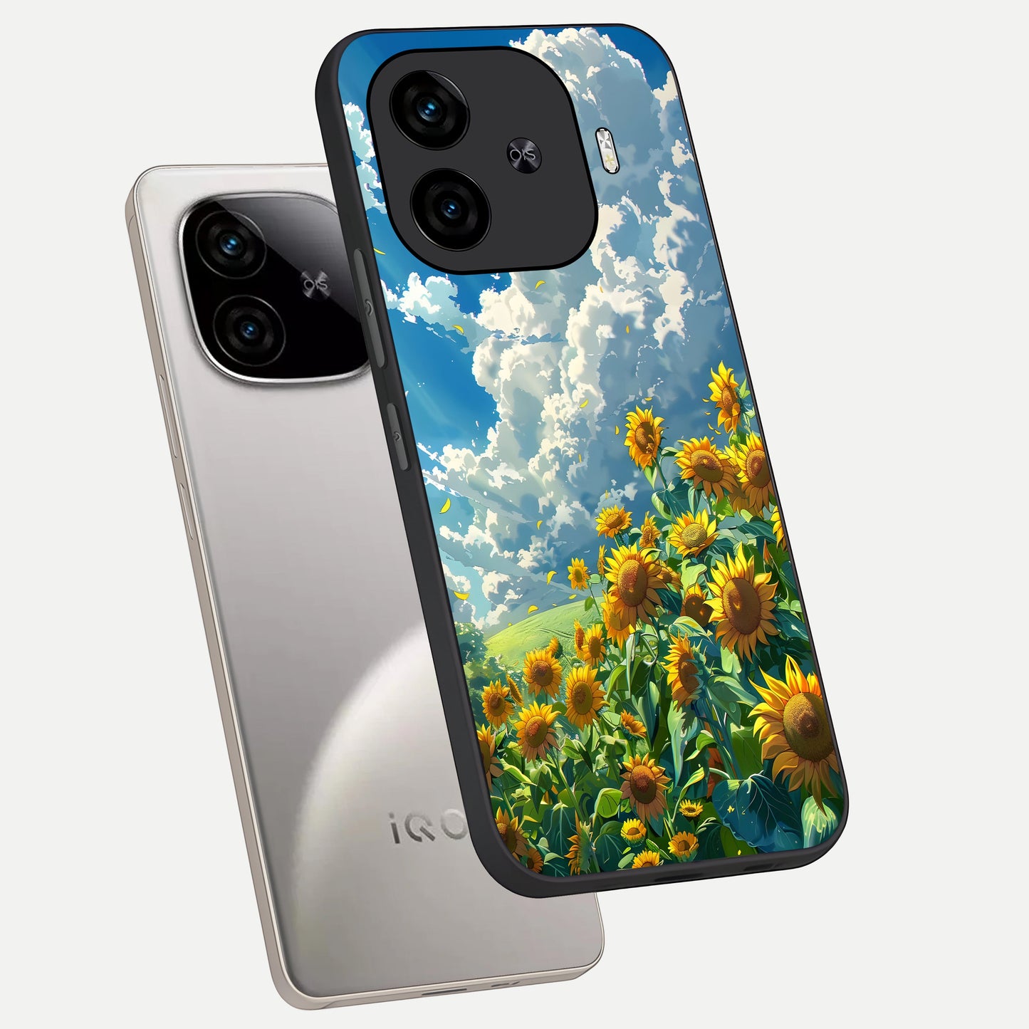  Golden Sun Glory phone case for  iQOO Z9 Turbo showing premium glass back cover with detailed artwork