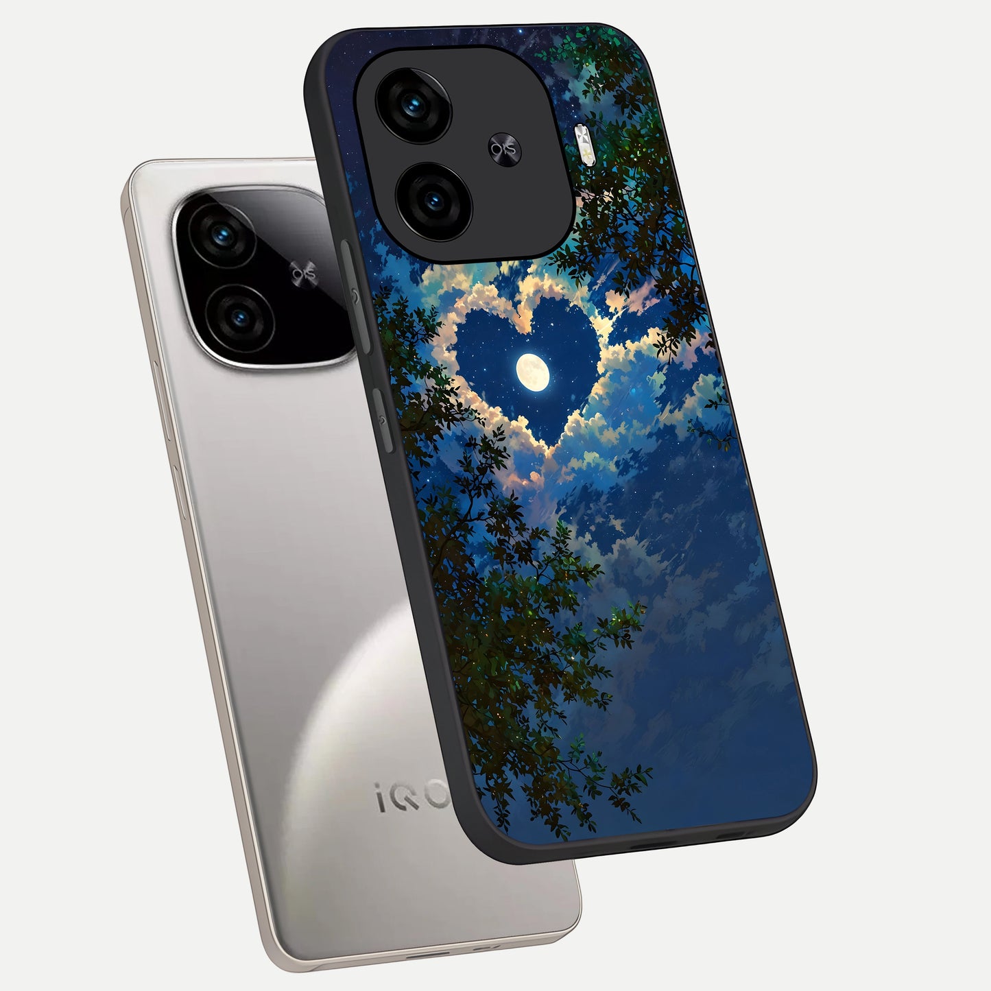  Heart With Moon Sky phone case for  iQOO Z9 Turbo showing premium glass back cover with detailed artwork