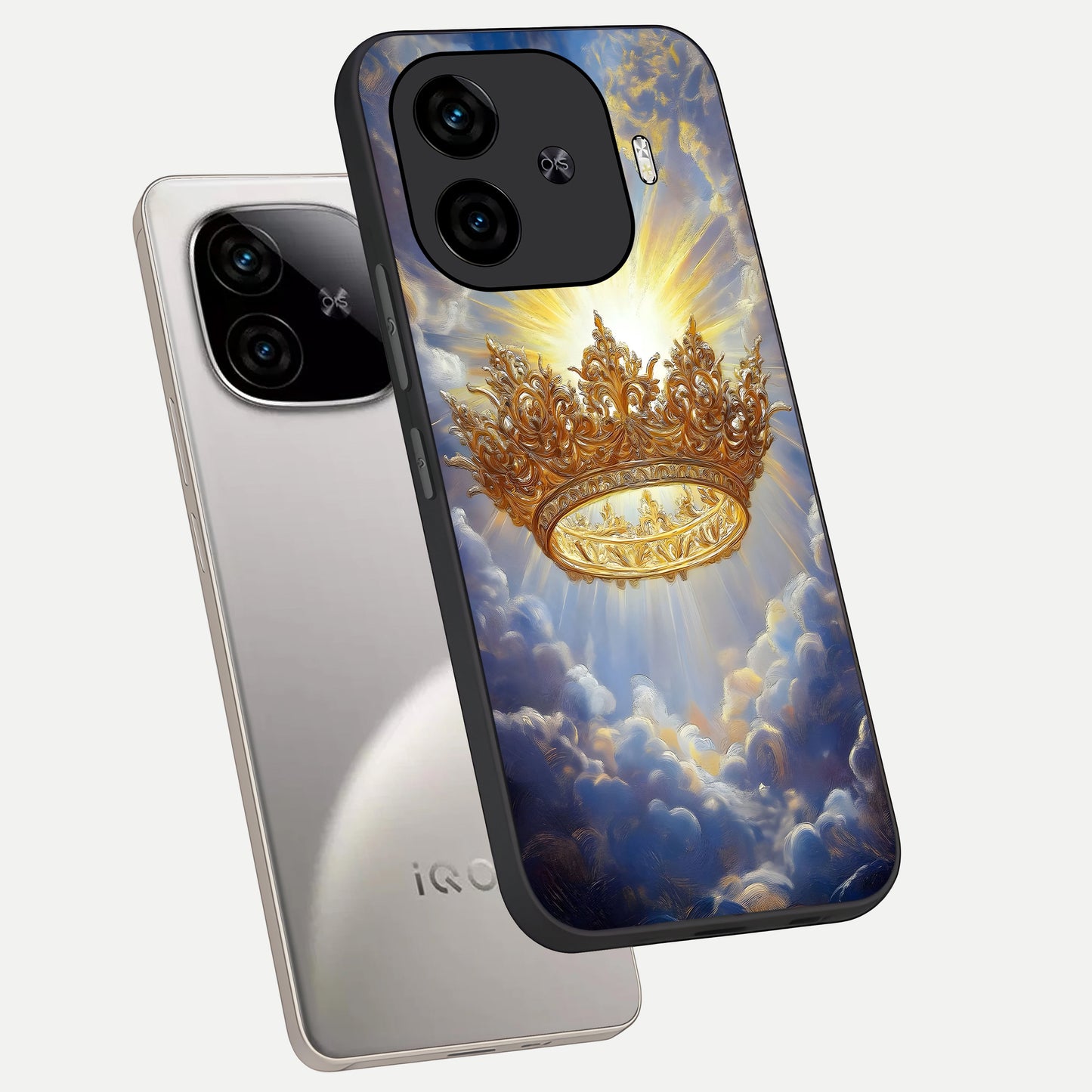  Heavenly Crown Light phone case for  iQOO Z9 Turbo showing premium glass back cover with detailed artwork