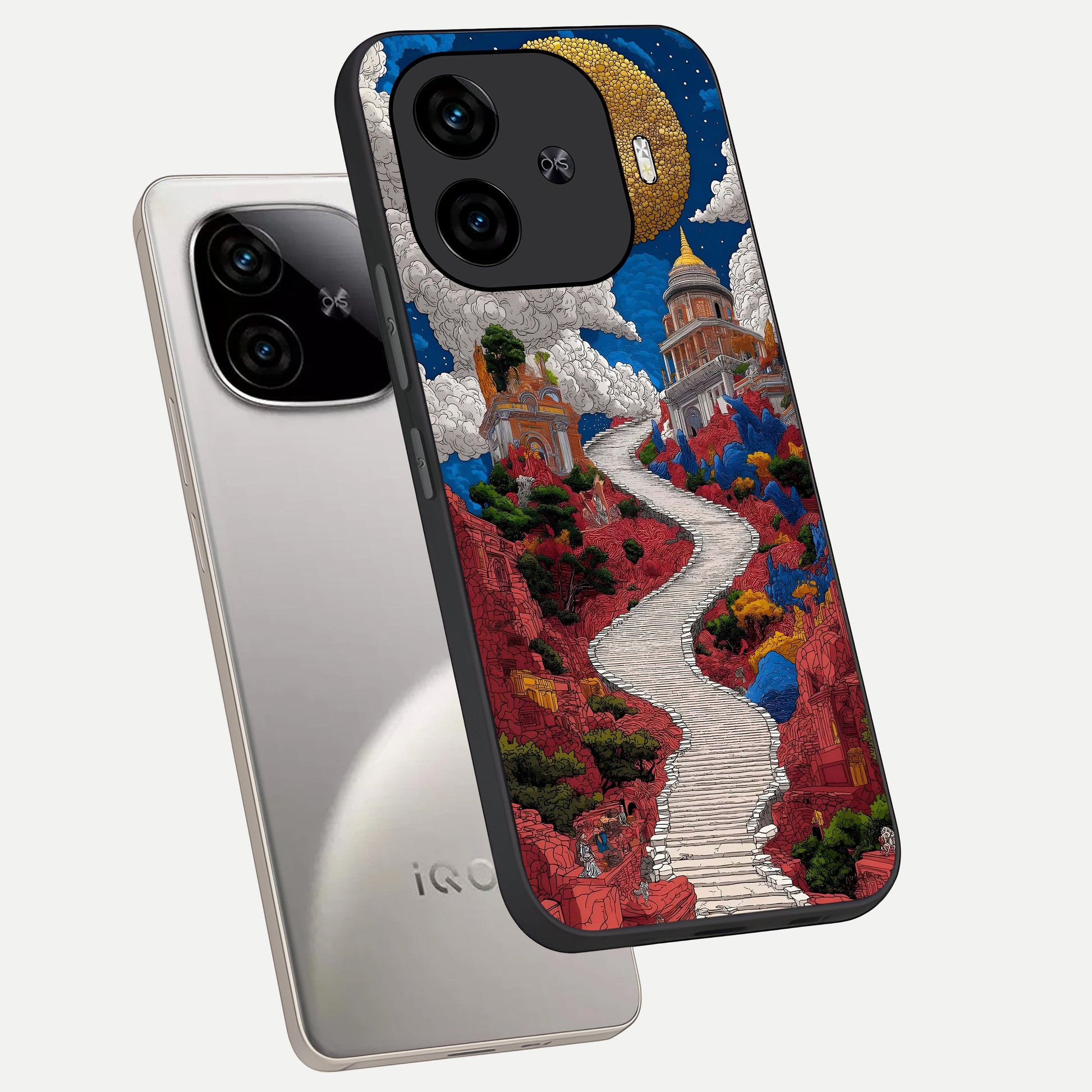  Heavenly Moon Path phone case for  iQOO Z9 Turbo showing premium glass back cover with detailed artwork
