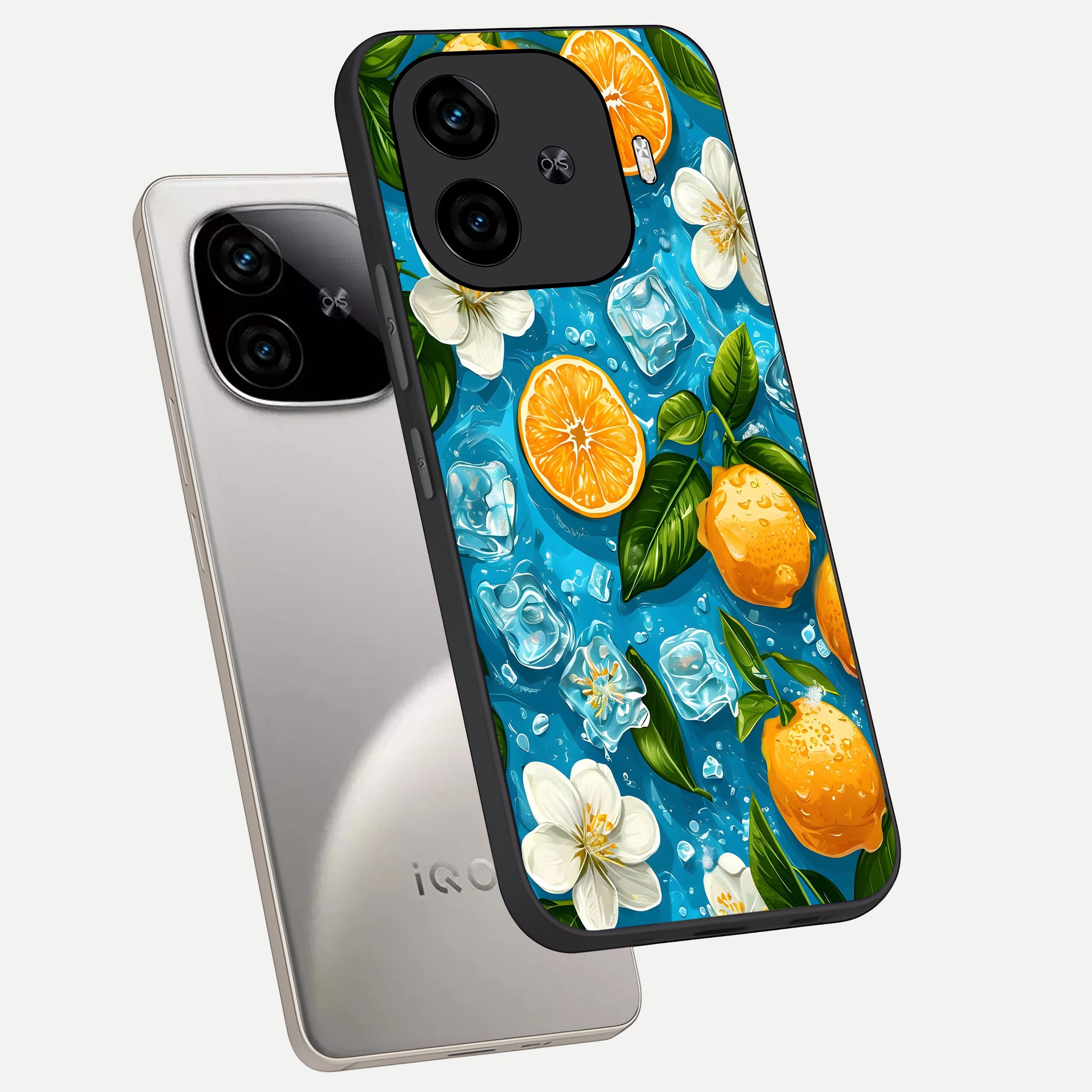  Ice Cube With Orange phone case for  iQOO Z9 Turbo showing premium glass back cover with detailed artwork