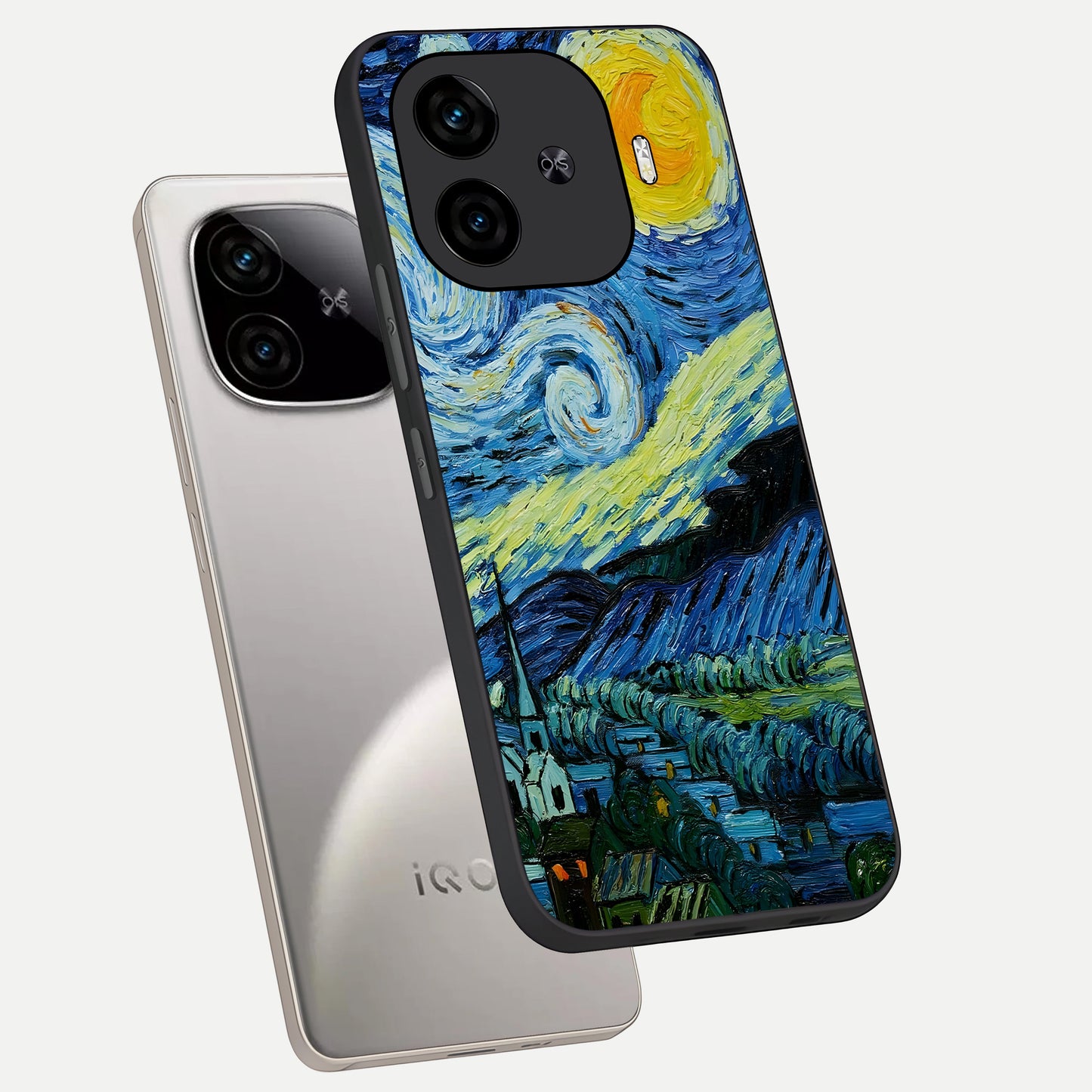  Inspired Van Gogh Art phone case for  iQOO Z9 Turbo showing premium glass back cover with detailed artwork