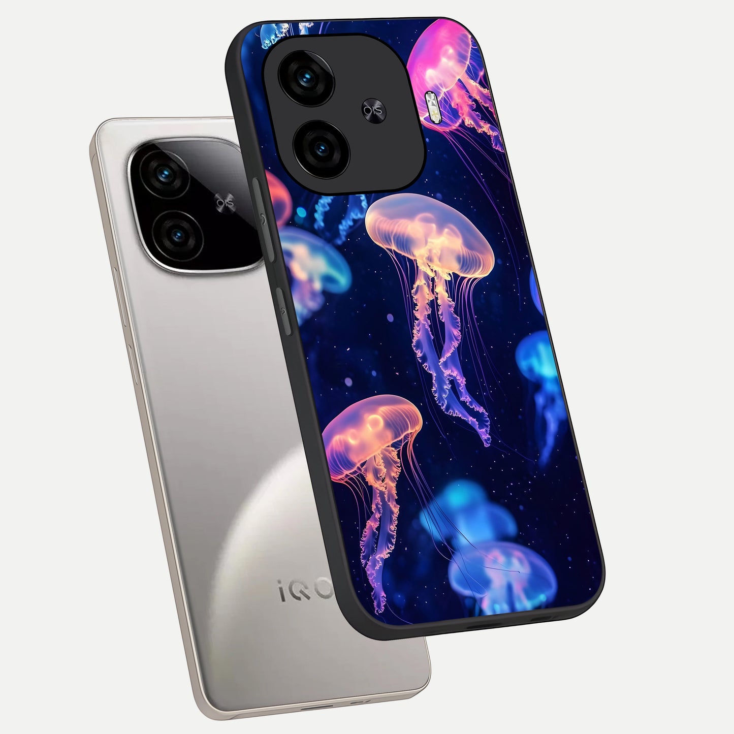 Jellyfish Pattern phone case for  iQOO Z9 Turbo showing premium glass back cover with detailed artwork