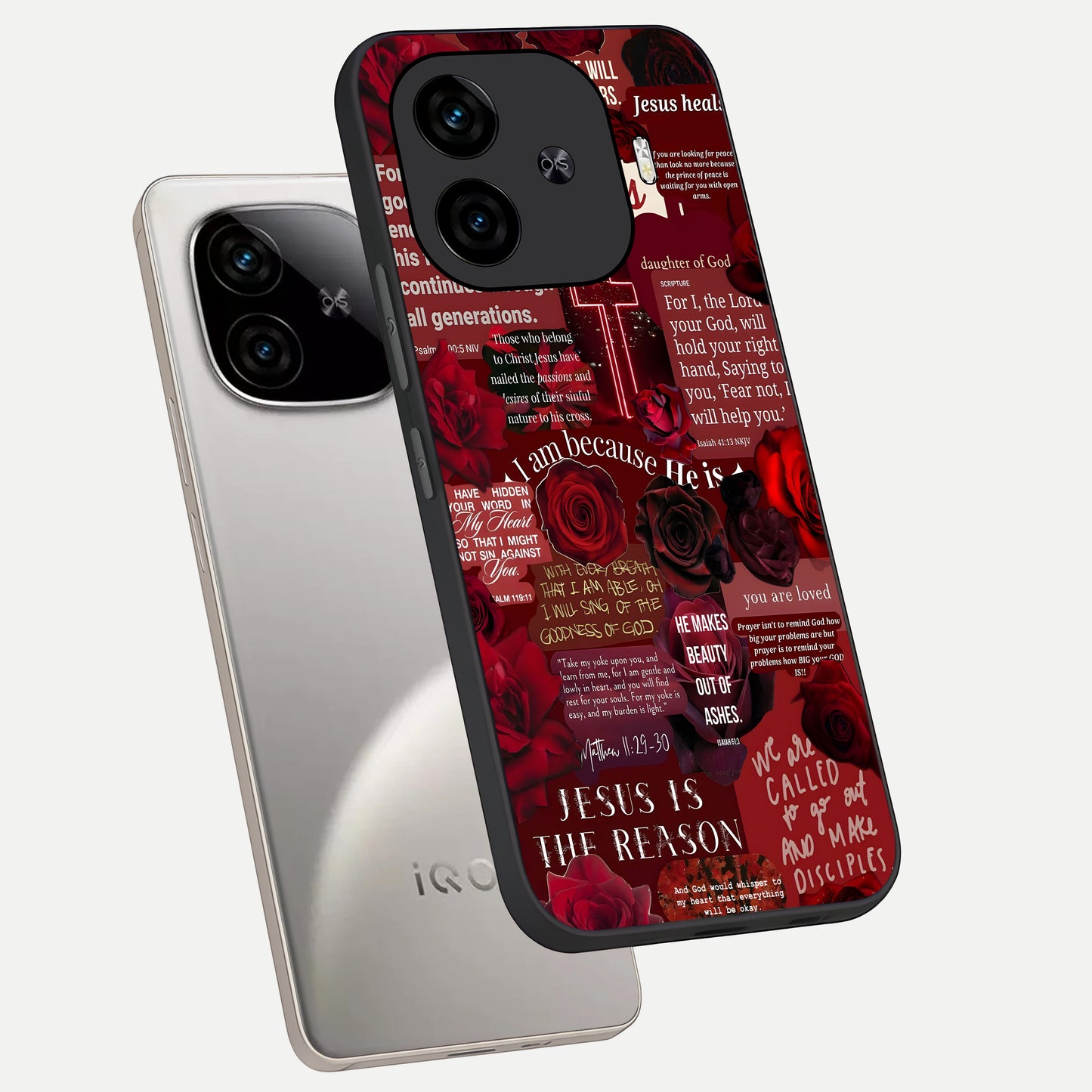  Jesus Love Heals phone case for  iQOO Z9 Turbo showing premium glass back cover with detailed artwork
