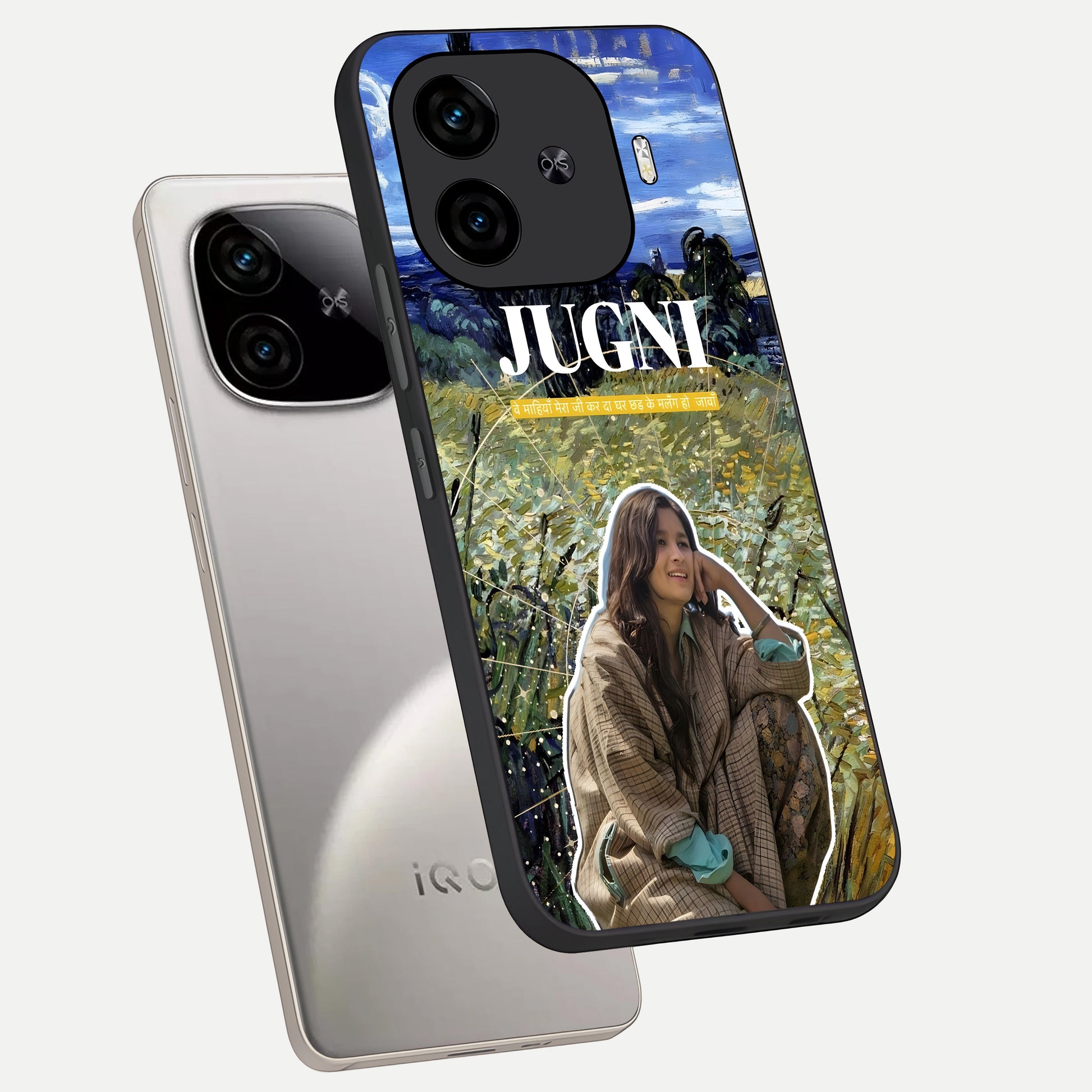  Jugni Soul Vibes phone case for  iQOO Z9 Turbo showing premium glass back cover with detailed artwork