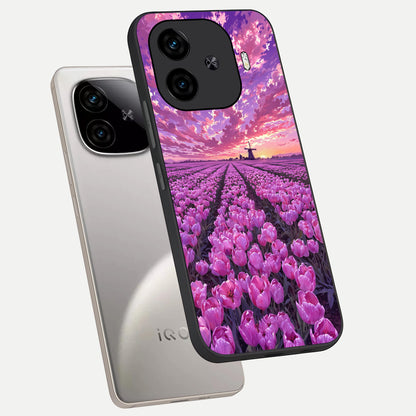  Lavender Dream Skies phone case for  iQOO Z9 Turbo showing premium glass back cover with detailed artwork
