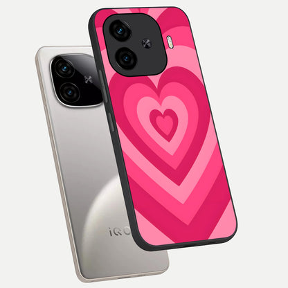  Layered Love Hearts phone case for  iQOO Z9 Turbo showing premium glass back cover with detailed artwork