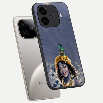  Lord Krishna phone case for  iQOO Z9 Turbo showing premium glass back cover with detailed artwork