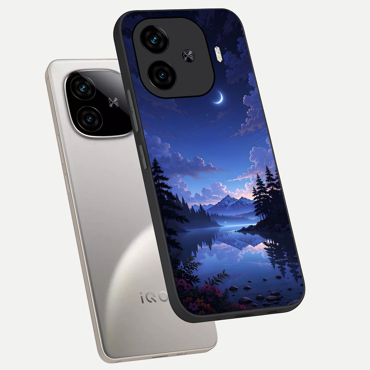  Midnight Lake Peace phone case for  iQOO Z9 Turbo showing premium glass back cover with detailed artwork